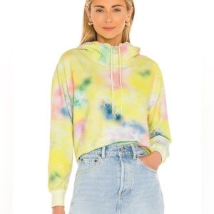 Alice+Olivia Tie Dye Funnel Neck Crop Hoodie